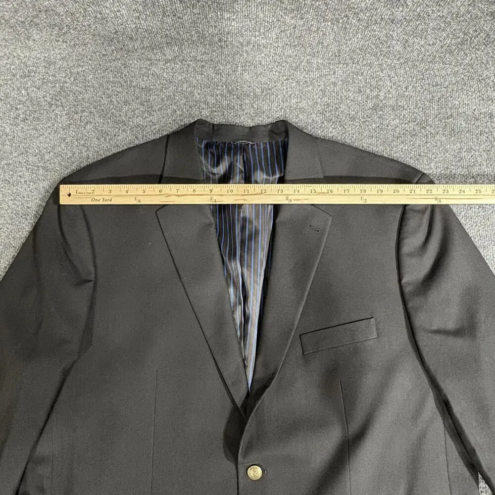 GS Blazer Mens 50 Long Black 2 Button Gold Tone Buttons Lined Jacket Sport Coat